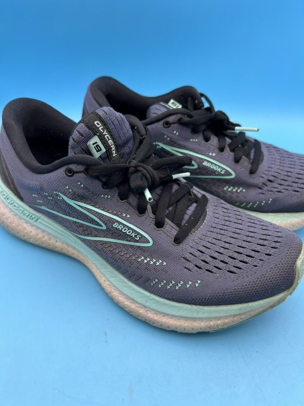 Brooks Women's Glycerin 19 Blue/Green Running Shoes, Size 7.5 B Used